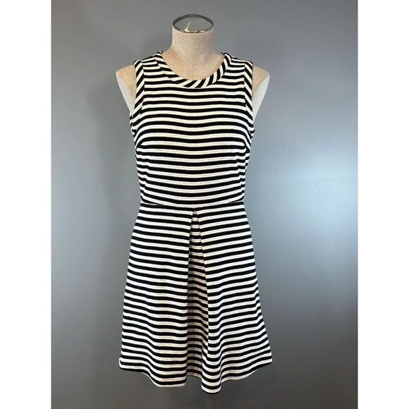 Madewell Striped Cotton Fit and Flare Dress in Navy/White Size S - Picture 1 of 5